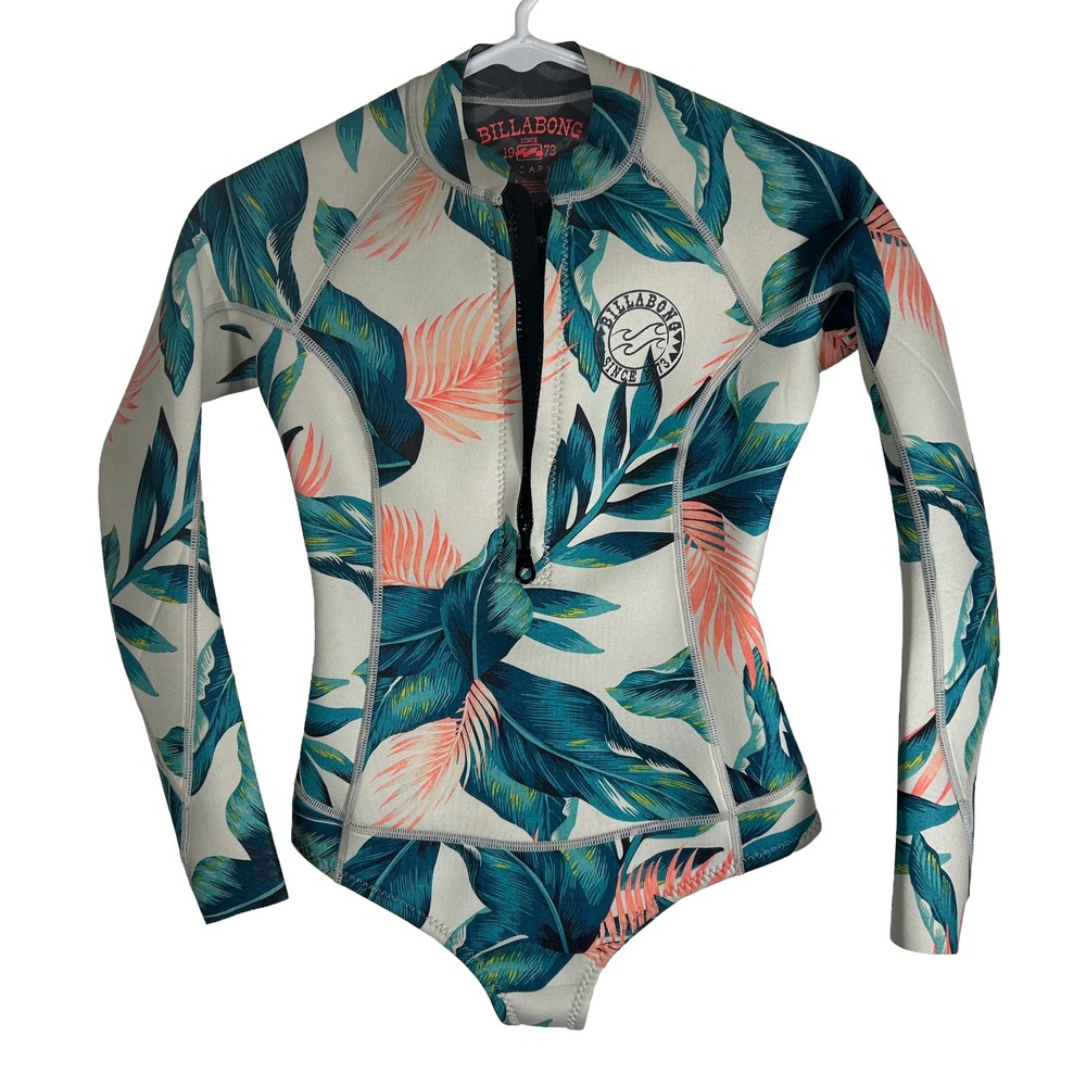 Billabong Surf Capsule Long Sleeve Springsuit Tropical Palm Front Zip Wetsuit 2